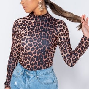 Leopard Print Long Sleeve Bodysuit